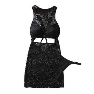 Conjunto de Lencería Sensual de 2 Piezas con Encaje Transparente, Estilo Babydoll, Espalda Descubierta y Aberturas, <span class=keywords><strong>para</strong></span> una <span class=keywords><strong>Noche</strong></span> Romántica - Product Image 2