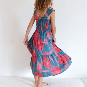 Robe maxi plissée pour enfants en gros, robe hawaïenne douce et agréable pour la peau, robe florale en rayonne personnalisée - Product Image 6