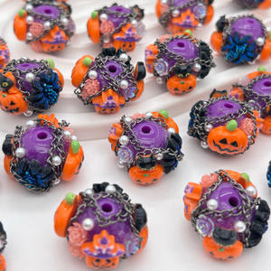 2025 nouveauté Halloween 16*25mm fleur citrouille fantôme perles bricolage acrylique perles en plastique pour stylo téléphone chaîne bijoux collier - Product Image 3