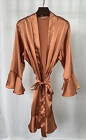 Robe Kimono Courte en Soie Satinée Ample pour Femme, avec Volants, pour Mariée, Demoiselle d'honneur, Fête de Mariage, Vêtement de Nuit de Luxe Uni, Robes à Volants