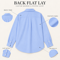 Chemise en coton rayée personnalisée pour femme, col rabattu, manches longues, coupe ample, boutonnée, pour le printemps, l'été et le quotidien