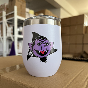 Custom logo 12oz Egg Shape Powder Coated 12 oz <b>Vacuum</b> Insulated Stainless Steel Wine Tumbler - Product Image 2