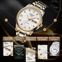Jam Tangan Quartz Pria Kelas Baru Mewah Bercahaya Bisnis Sport Kalender Tahan Air 3BAR Grosir Pabrik Logo Kustom