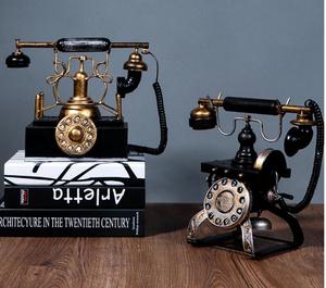 Téléphone vintage pour la décoration de bureau, artisanat fait main, cadeaux en métal fer, rétro - Product Image 1