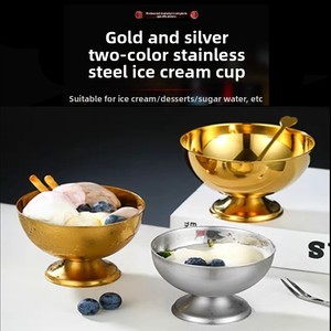 Tazones de Metal Económicos con Base para Helados y Postres, Copas de Acero Inoxidable para Ensaladas y Pudines, Platos para Aperitivos, Porta Papas Fritas para Bares y Cafeterías - Product Image 5