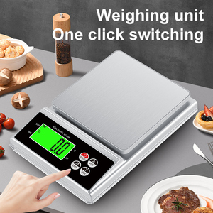 Báscula para alimentos de cocina de 10kg 2024-Onzas y <span class=keywords><strong>gramos</strong></span> de escala impermeable, báscula para hornear, placa de acero inoxidable, retroiluminación - Product Image 3