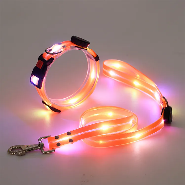 Collier de chien de compagnie LED rougeoyant clignotant réglable étanche haute visibilité pour grands chats et chiens moyens et petits