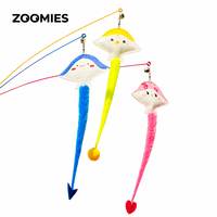 Vente flash : Jouets pour chat en forme de poisson d'océan avec longue tige en fil d'acier pour jeu interactif en intérieur