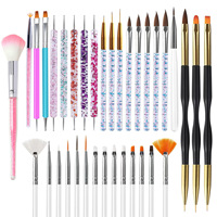Lot de 35 pinceaux en nylon et laine pour nail art, pour lignes longues et motifs rayés, outils de manucure, forme de pinceau artistique