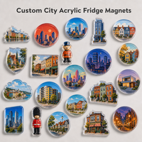 Aimants de réfrigérateur personnalisés en acrylique sur le thème des villes, conception souvenir, vente en gros, fabricant OEM, fournisseur d'usine, cadeaux de voyage, emballage, B2B mondial