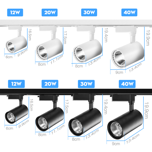 Commercial Track Spot Light Die-casting Aluminum Adjustable 30w Cob Led Rail Lighting Grille Led Rotate Track Lights