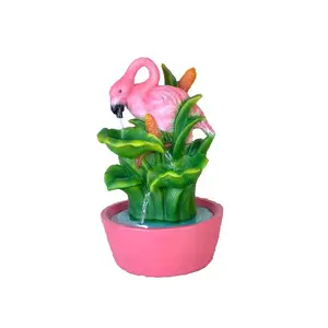 Flamingo Mini Desktop Fontein Indoor Rotstuin Desktop Waterfontein Waterval Met Rollende Bal Waterrad