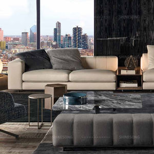 काले रंग आधुनिक डिजाइन सोफे चमड़े की सामग्री कमरे में रहने वाले फर्नीचर एल आकार सोफे लाउंज सोफे सोफे - Product Image 5