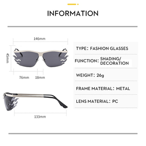 Lunettes de Soleil Personnalisées Fashion Flame <span class=keywords><strong>Cross</strong></span> Border European American New Internet Colorful UV400 Popular Sunglasses Retro Punk Sunglasses - Product Image 3