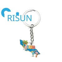 Porte-clés Souvenir Personnalisé en Émail, Drapeau de Willemstad Curaçao, Tortue, Plage, Voyage, Carte des Îles des Caraïbes, Flamant Rose, Vente en Gros