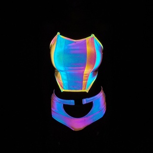 European American Cross-border Hot-selling <strong>Reflective</strong> Strappy Bow Collar Vest Women's Sexy Tight Luminous <strong>Top</strong> - Product Image 1