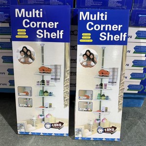 Bathroom Kitchen <strong>Ceiling</strong> Stainless Steel Four-Layer <strong>Tray</strong> Tripod Shelf Bamboo Spice Corner Bracket Storage Rack - Product Image 5