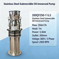 Pompe submersible à grand débit en acier inoxydable, immergée dans l'huile, 5,5 kW, sortie 200 mm, pour drainage des étangs de crevettes et des bassins en toile