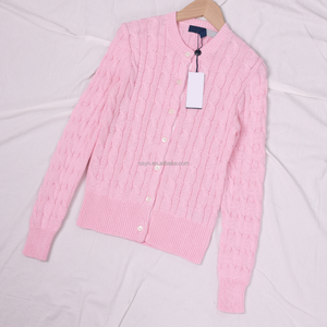 Cardigan en coton pur tricoté avec broderie queue de cheval – Pulls décontractés pour femme avec code QR - Product Image 2