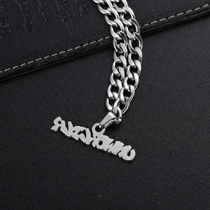 صمم وصنع قلادة معدنية خاصة بك بشعار مكتوب من الفولاذ المقاوم للصدأ بلون فضي مع سلسلة - Product Image 5