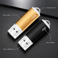 Flashdisk USB Metal 16GB Gantungan Kunci Tutup Transparan Emas Hitam Logo Custom Pen Drive Kecepatan Tinggi Hadiah Bisnis Promosi Grosir