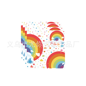 ชุดอุปกรณ์ตกแต่งงานวันเกิดธีมเมฆสีรุ้ง ชุดจานชามกระดาษ ผ้าเช็ดปาก ช้อนส้อม อุปกรณ์จัดงานเลี้ยงสำหรับเด็ก - Product Image 4
