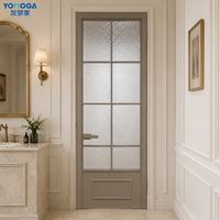 Porte intérieure en verre cannelé et aluminium pour salle de bain, idéale pour hôtels et appartements