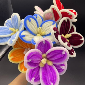 Limpiadores de Pipa de tulipanes abiertos de colores, flor terminada, venta al por mayor, varilla trenzada, tulipán, regalos hechos a mano, flor decorativa peluda - Product Image 1