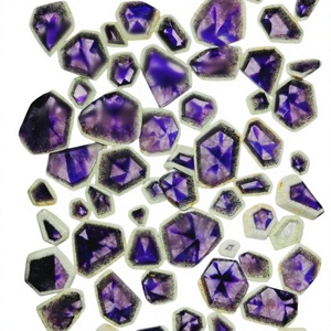 Lot de cabochons d'améthyste en tranches d'améthyste en forme d'étoile naturelle Lot de pierres précieuses en vrac pour la fabrication de bijoux - Product Image 1