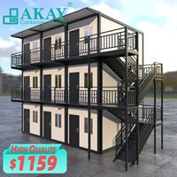 AKAY Maison conteneur multi-étages, dortoir préfabriqué pour travailleurs, maison modulaire étanche et anti-fuite pour immeuble d'appartements