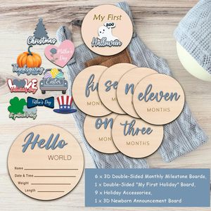 Disques de marquage des étapes mensuelles de bébé, Panneaux de marquage des étapes de bébé pour nouveau-né, Panneau d'annonce de naissance pour bébé de 1 à 12 mois, pour fête prénatale - Product Image 6