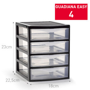 Unidad de Almacenamiento Guadiana Easy de 4 Cajones, Plástico Negro, Organizador para el Hogar, 23 cm de Alto, 18 cm de Ancho, 22.5 cm de Profundidad - Product Image 1