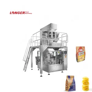 Longer Dried Pineapple Slices Stand Up Bag Rotary Packaging Potato Chips Snack Doypack Packing Machine