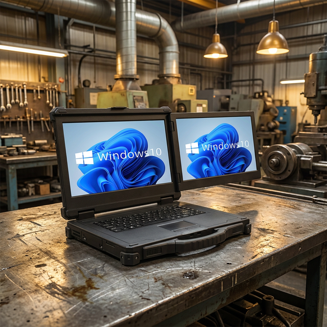 Industrial Rugged Laptop 15.6" Dual Screen I7 11390H 1000 Cd/m² IP65 Waterproof Wide Temperature for Field Work Construction