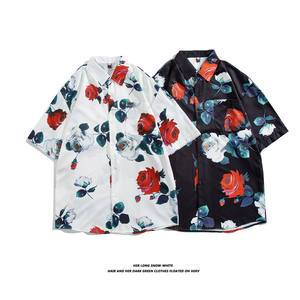 Nouvelle chemise décontractée pour homme à manches courtes, imprimée floral et cocotier, style hawaïen, pour la plage et le <span class=keywords><strong>surf</strong></span>, vêtement d'été ample pour homme - Product Image 1