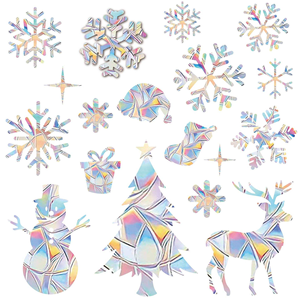 Pegatinas de Vinilo Adhesivas de Navidad con Corte Kiss-Cut, Efecto Arcoíris Prisma, para Vidrio Estático, Impermeables, Adhesivos Prismáticos para Ventanas, Atrapasoles - Product Image 5