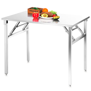 โต๊ะรับประทานอาหารพับได้สแตนเลสแบบพกพาโต๊ะในครัวปิกนิกเตรียมโต๊ะทำงานกลางแจ้งร้านอาหารตั้งแคมป์เฟอร์นิเจอร์ทำความสะอาดง่าย - Product Image 2