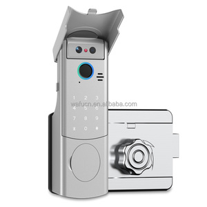 WAFU 3D Face Puerta delantera IP65 Cerradura eléctrica <span class=keywords><strong>Sin</strong></span> <span class=keywords><strong>llave</strong></span> Dígitos Contraseña Huella digital Impermeable Cerradura inteligente Puerta Rim Lock Cloud - Product Image 1