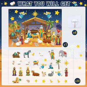 Crèche religieuse, décoration murale, ornements, feutre, <span class=keywords><strong>naissance</strong></span> <span class=keywords><strong>de</strong></span> Jésus, <span class=keywords><strong>kit</strong></span> d'artisanat, tableau <span class=keywords><strong>de</strong></span> l'histoire <span class=keywords><strong>de</strong></span> Noël pour les fêtes, Noël, église - Product Image 3