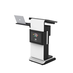 แท่นบรรยายปรับระดับความสูงได้แบบเรียบง่ายสำหรับแล็ปท็อป พร้อมล้อเลื่อนและโต๊ะปรับระดับความสูงด้วยไฟฟ้า แท่นนำเสนอภาพและเสียง - Product Image 2