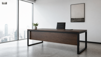 Bureau de direction modulaire ergonomique extensible dans un environnement de bureau minimaliste de style moderne