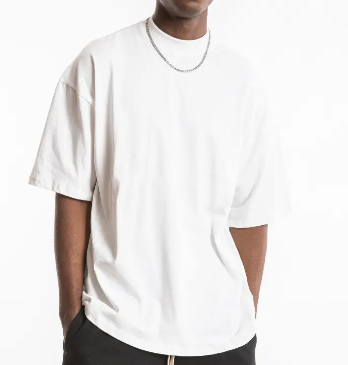 남자의 셔츠 100% 면 사용자 정의 로고 확장 목 클래식 럭셔리 빈티지 드롭 숄더 남성용 고품질 대형 티셔츠