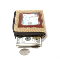 Dompet uang koin uang risleting kanvas Vintage klip uang desainer Mini dompet tempat kartu kredit ramping untuk pria