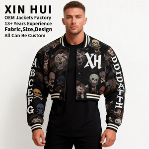 Custom Vintage Style Winter Stand Front Bomber Jacket Heavyweight Soft <b>Warm</b> Eco-Friendly Windproof Waterproof Outerwear Unisex - Product Image 2