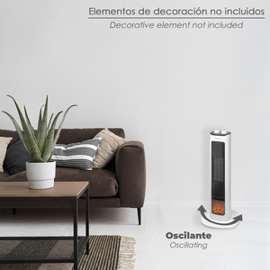 Termoventilatore a torre in ceramica con effetto fiamma, 800/2000 Watt. Oscillante - Product Image 5