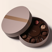 Boîte Cadeau Ronde Personnalisée pour Biscuits, Pâtisseries, Desserts, Donuts – Emballage de Luxe pour Cookies, Confiseries, Chocolats avec Séparateurs