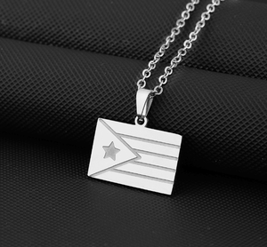 Qiuhan ODM/OEM <span class=keywords><strong>coeur</strong></span> d'<span class=keywords><strong>amour</strong></span> à la mode <span class=keywords><strong>et</strong></span> collier à breloques en forme de drapeau de PuertoRico accessoires en acier inoxydable pour Couple - Product Image 6