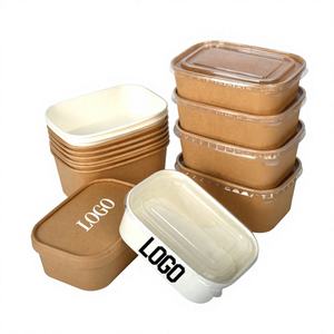 Tazón Rectangular Biodegradable de Pulpa de Caña de Azúcar de 24/32/48 Oz con Tapa, Contenedor de Alimentos para Comida Rápida y Regalos - Product Image 1