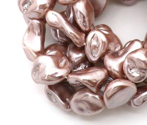 Mauve Baroque Pearl Strand <b>Silver</b> Coated Nugget Faux Pearl <b>Beads</b> 15x20mm - Product Image 4