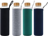Voss Botol Air Kaca Mulut Lebar Borosilikat 1l Transparan dengan Tutup Bambu Kembali Ke Sekolah 1000Ml 750Ml Kapasitas Besar